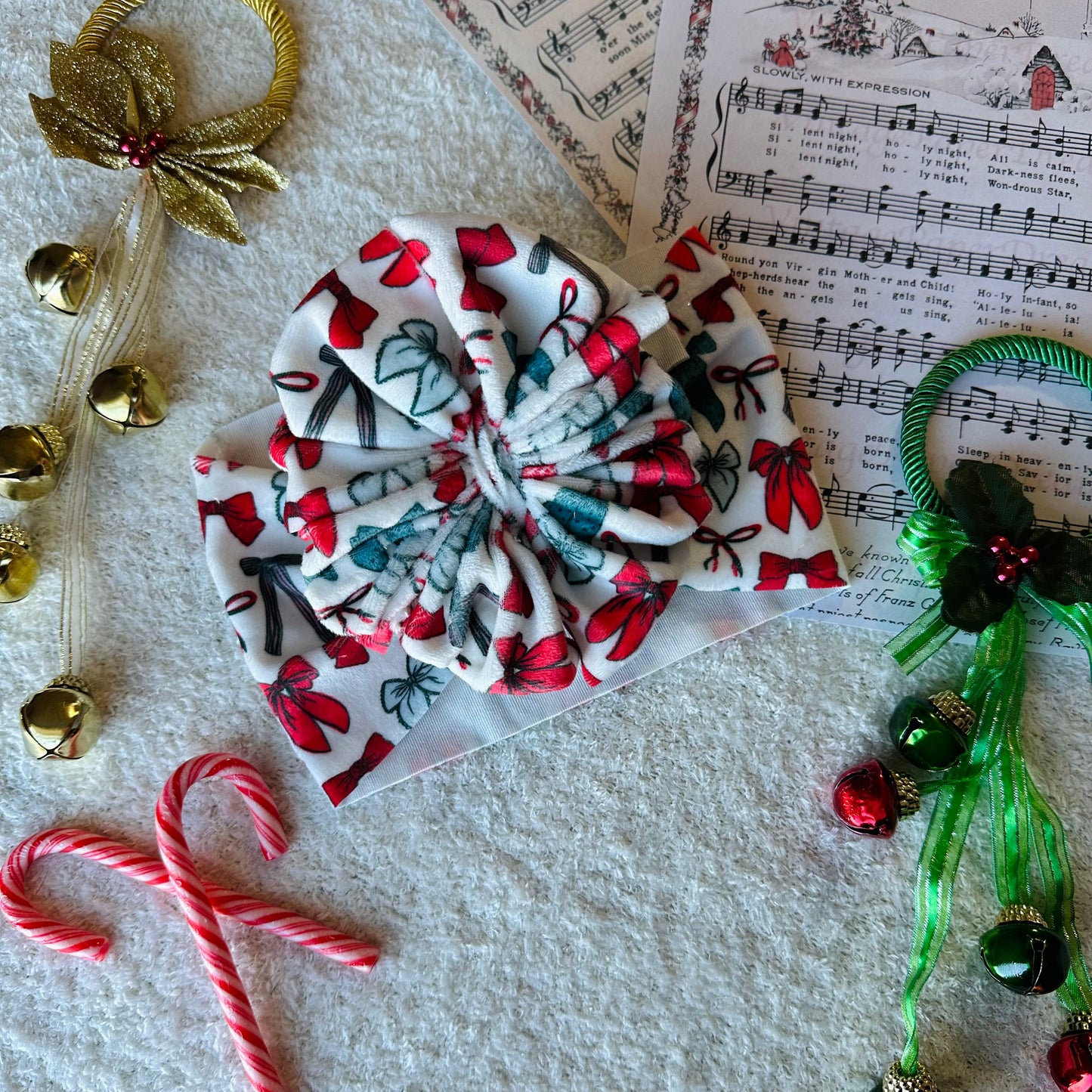 Holiday Bows Messy Headwrap