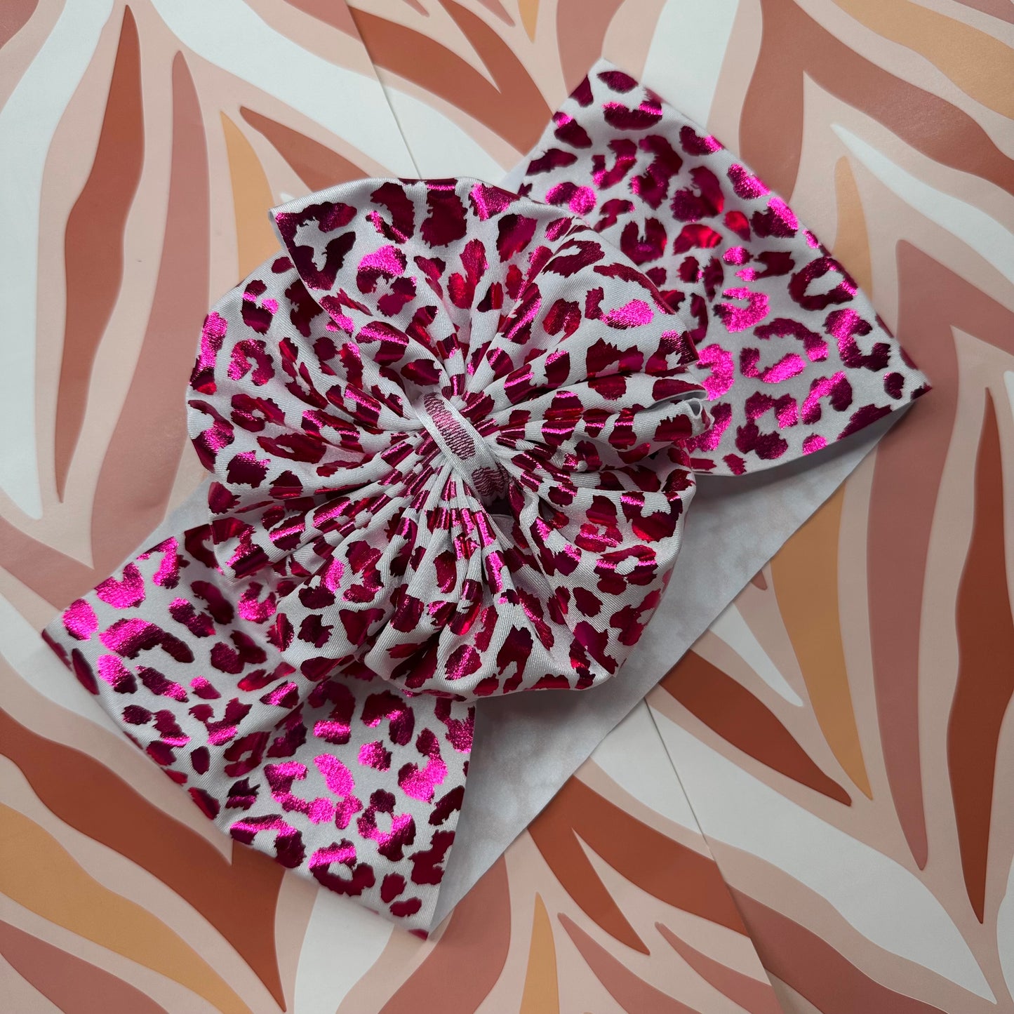 White Cheetah Messy Headwrap