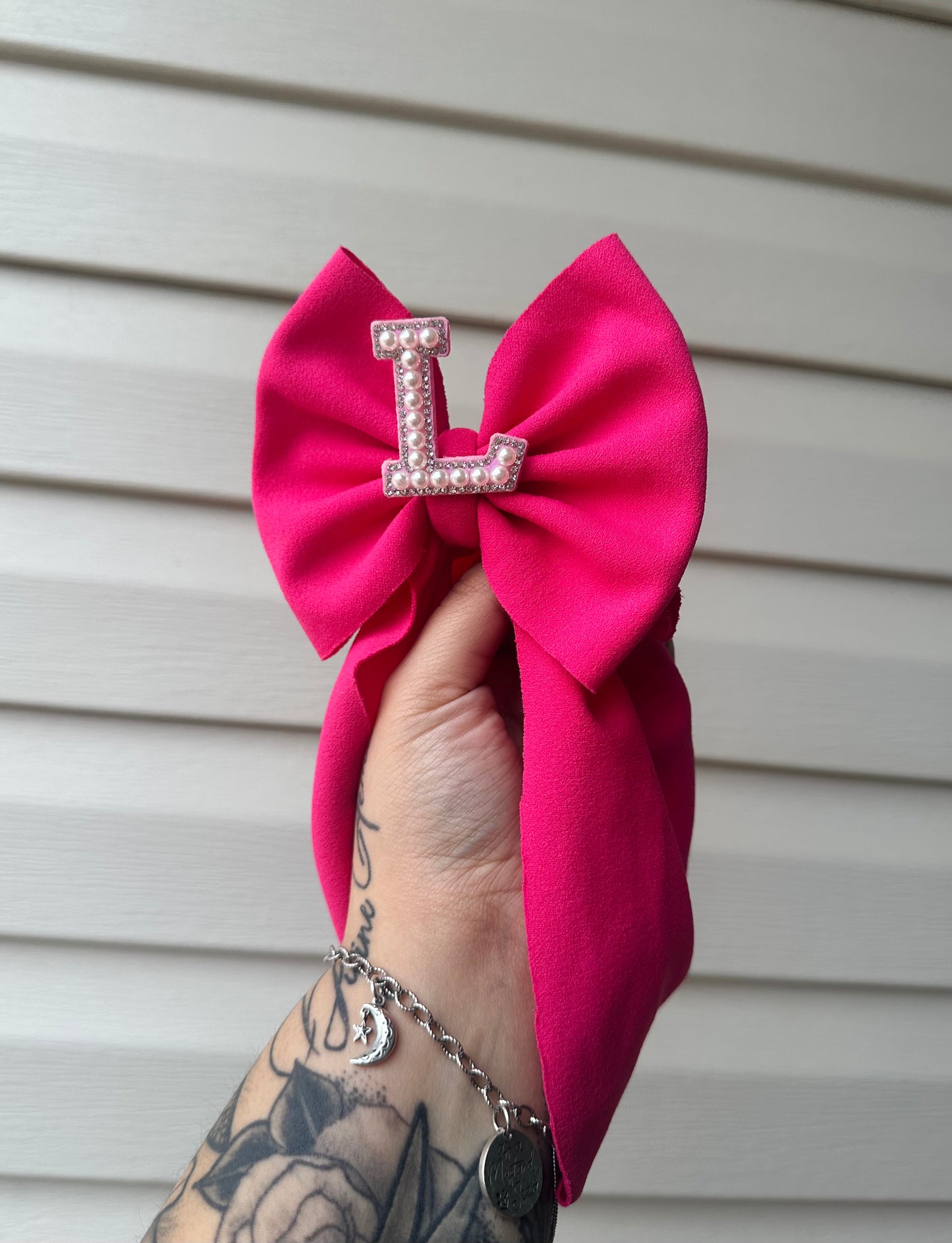 Pink Pearl Single Letter Clip on