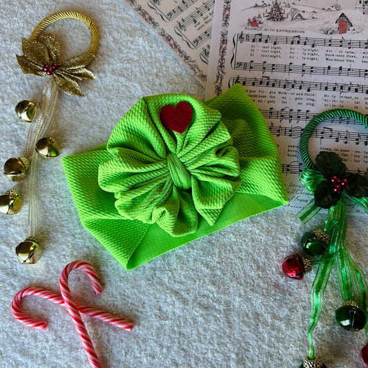 Grinch Hearts Messy Headwrap