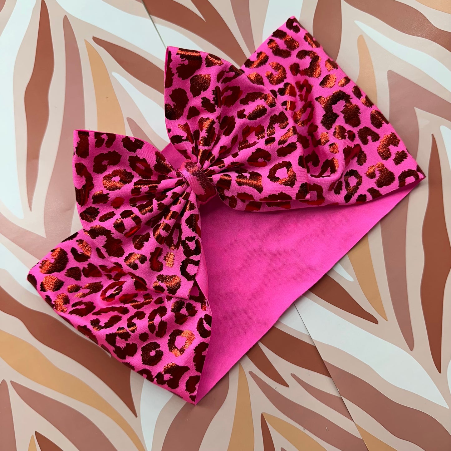 Pink Cheetah Big Bow Headwrap