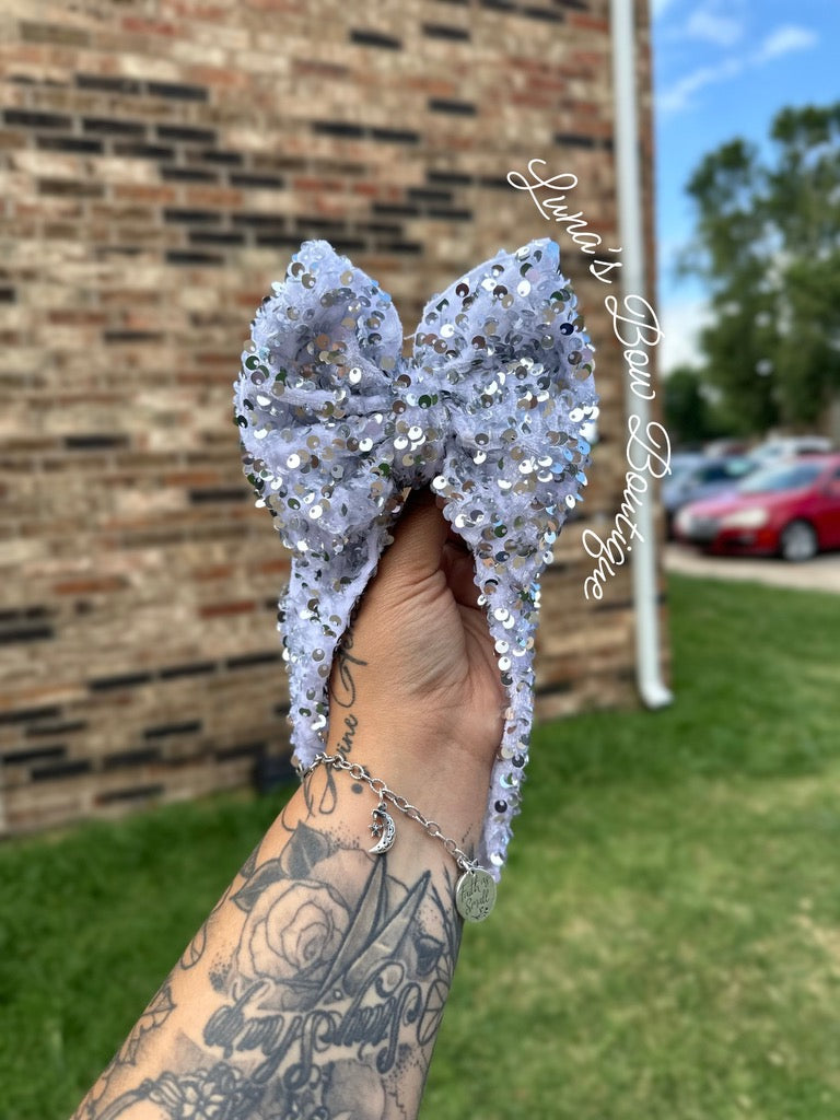 White Sequin Big Bow Wrap