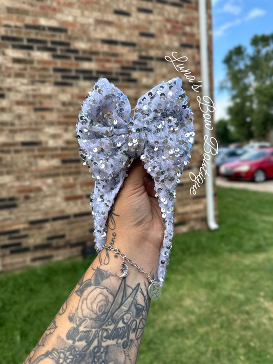 White Sequin Big Bow Wrap