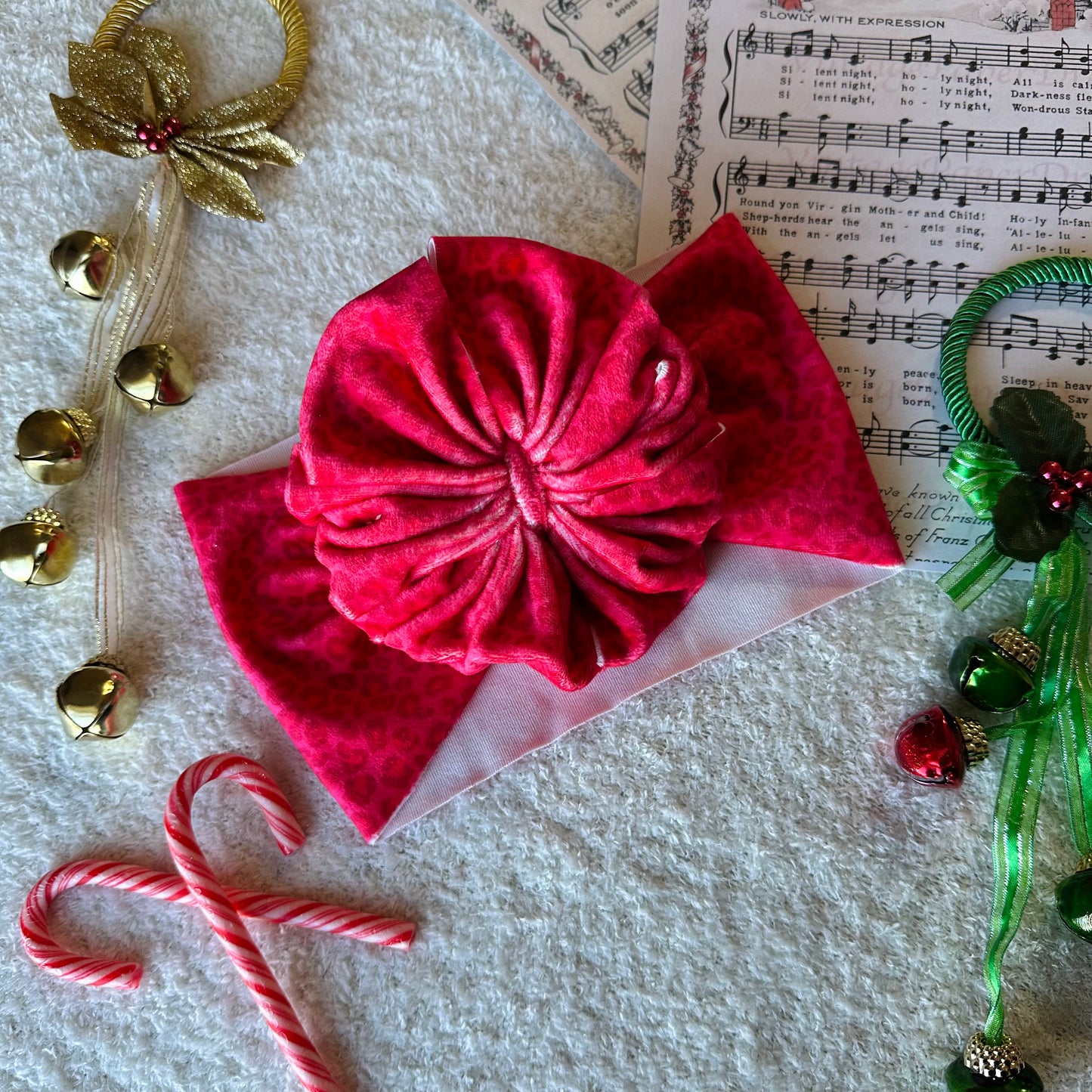 Xmas Cheetah Messy Headwrap