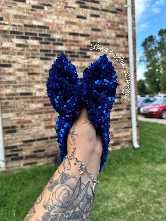 Blue Sequin Big Bow Wrap