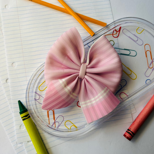 Pastel Pink Crayon Big Bow