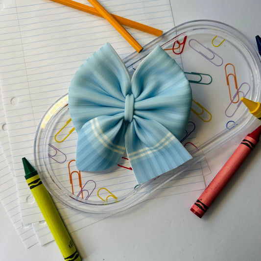 Pastel Blue Crayon Big Bow