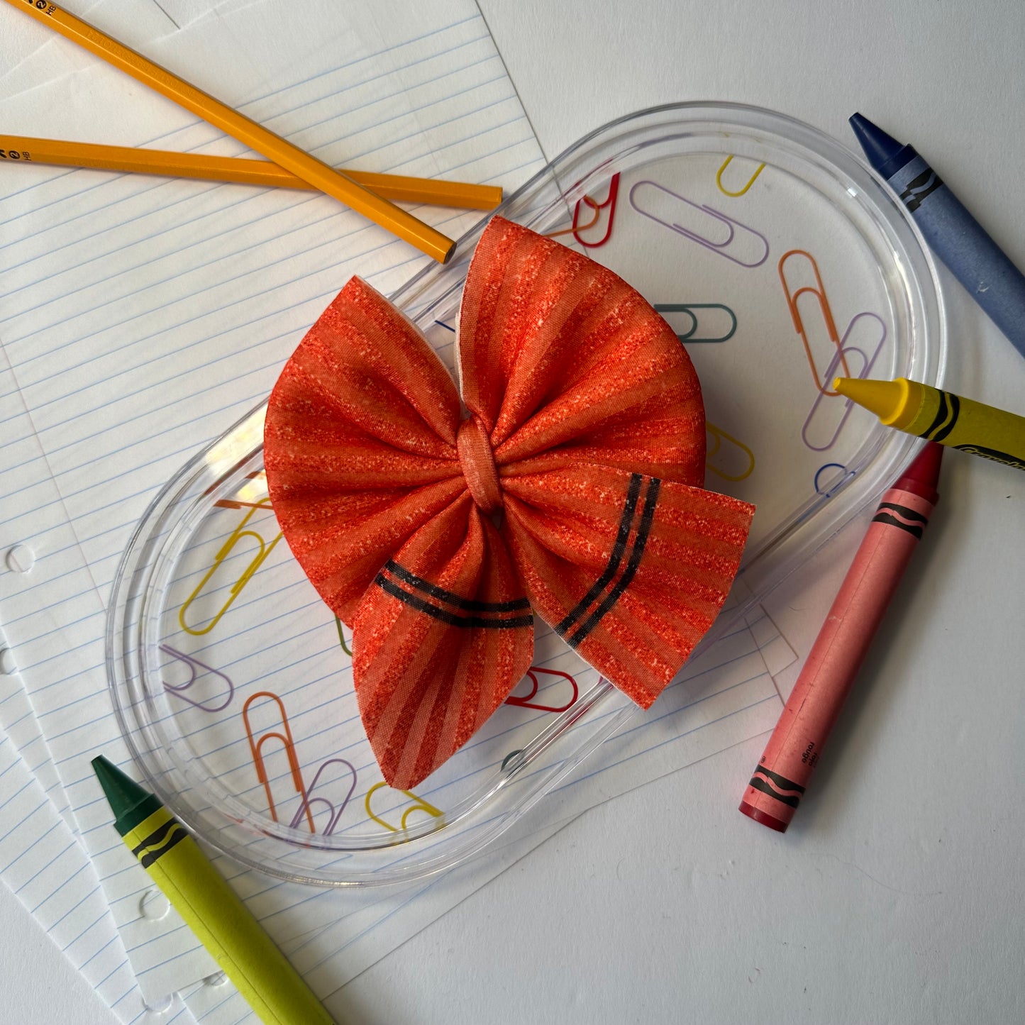 Orange Crayon Big Bow