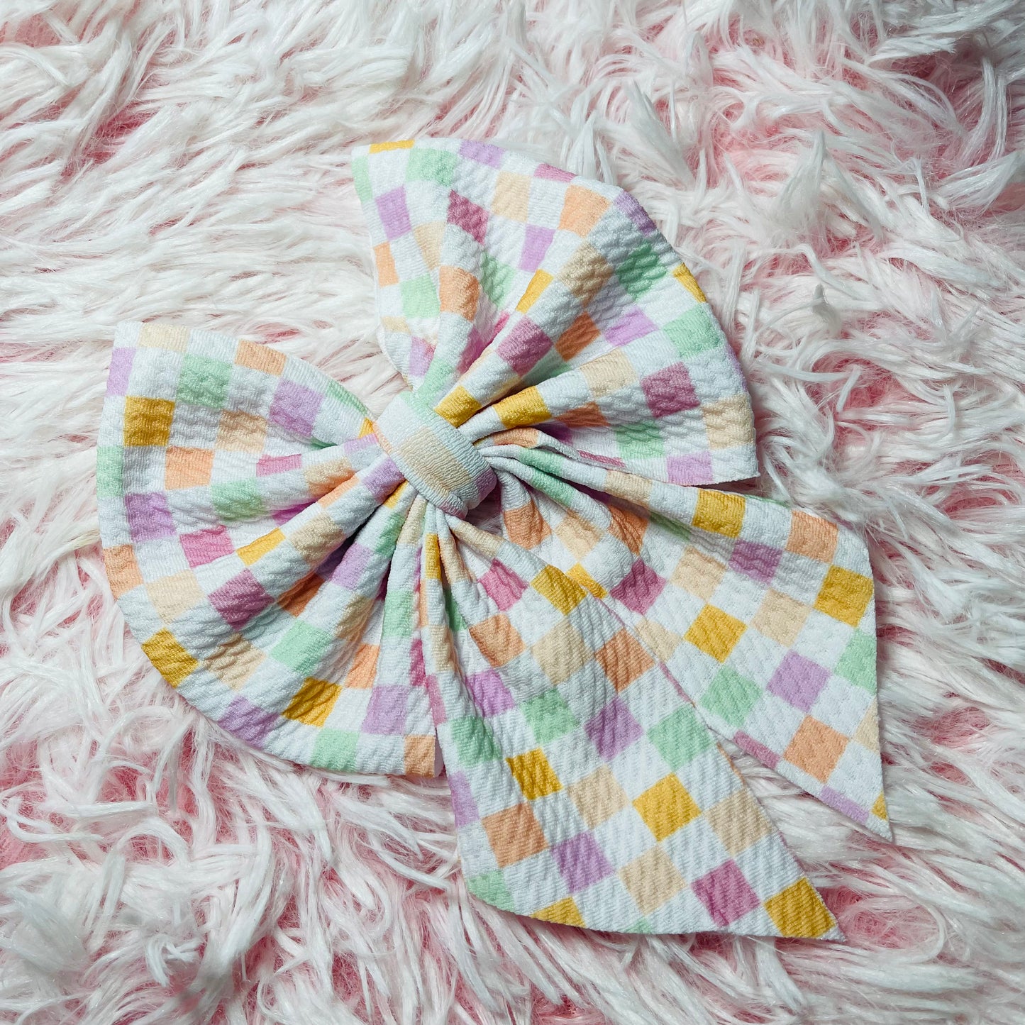 5" Rainbow Checkered Sailor Bow