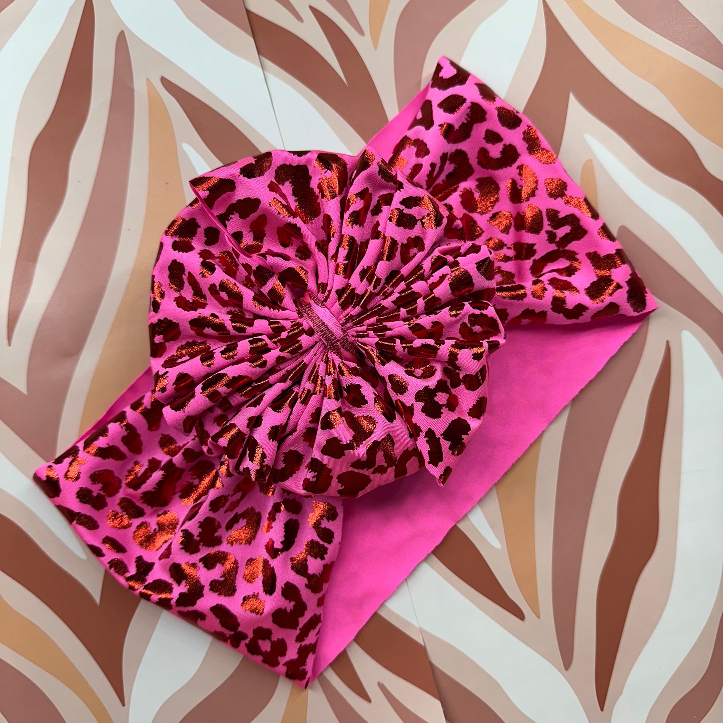 Pink Cheetah Messy Headwrap