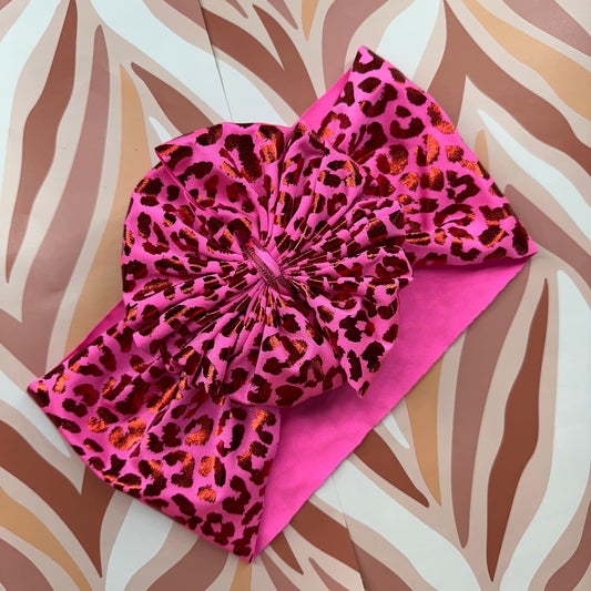 Pink Cheetah Messy Headwrap