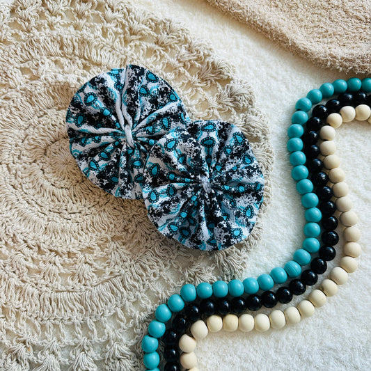 Turquoise Cowprint Shredded Piggies