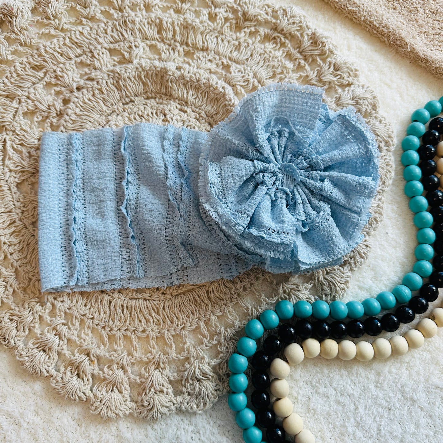 Powder Blue Shredded Headwrap