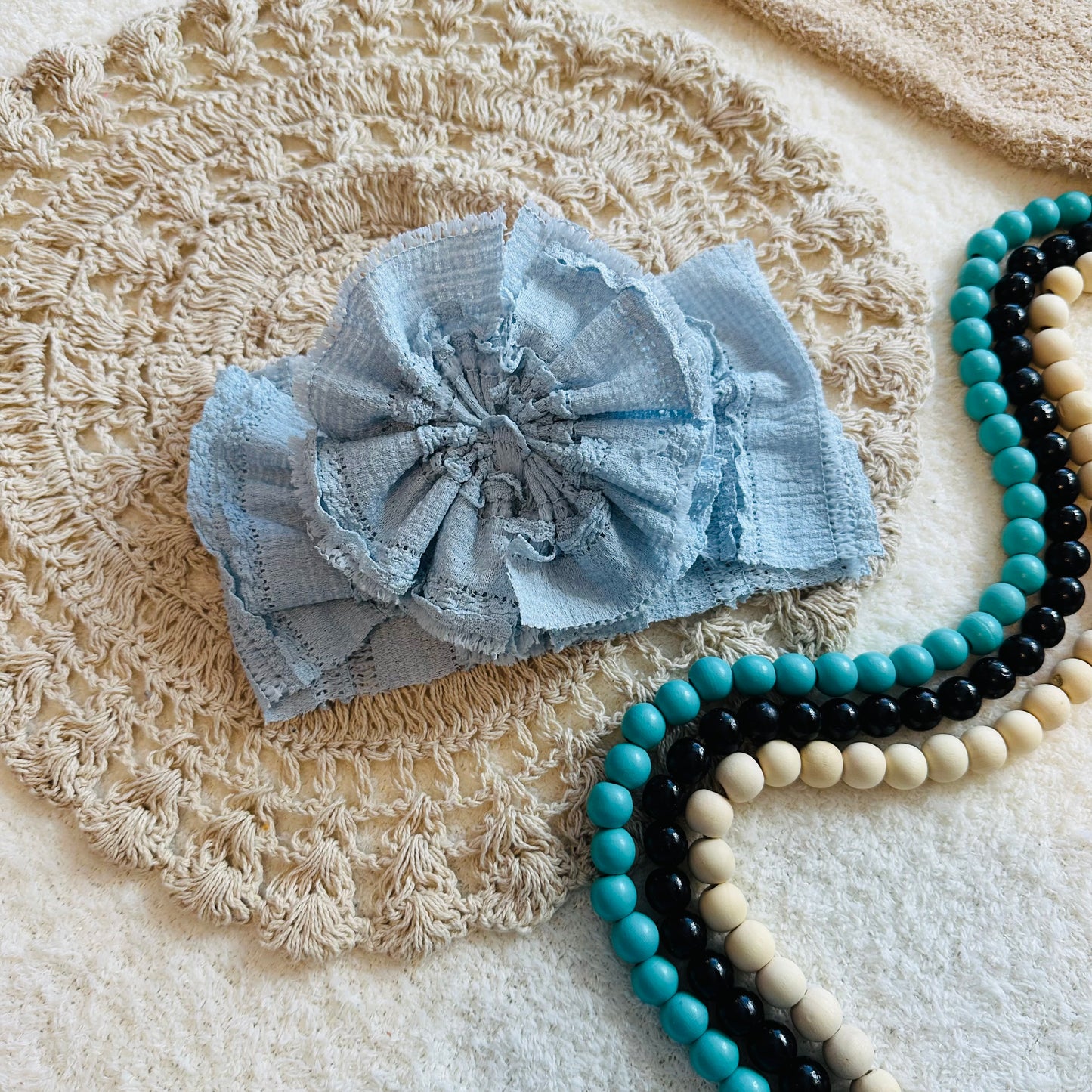 Powder Blue Shredded Headwrap