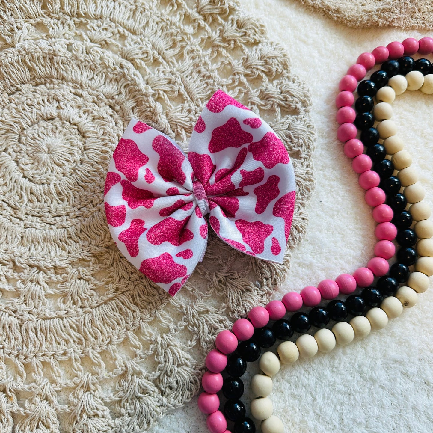 Pink Cowprint Big Bow