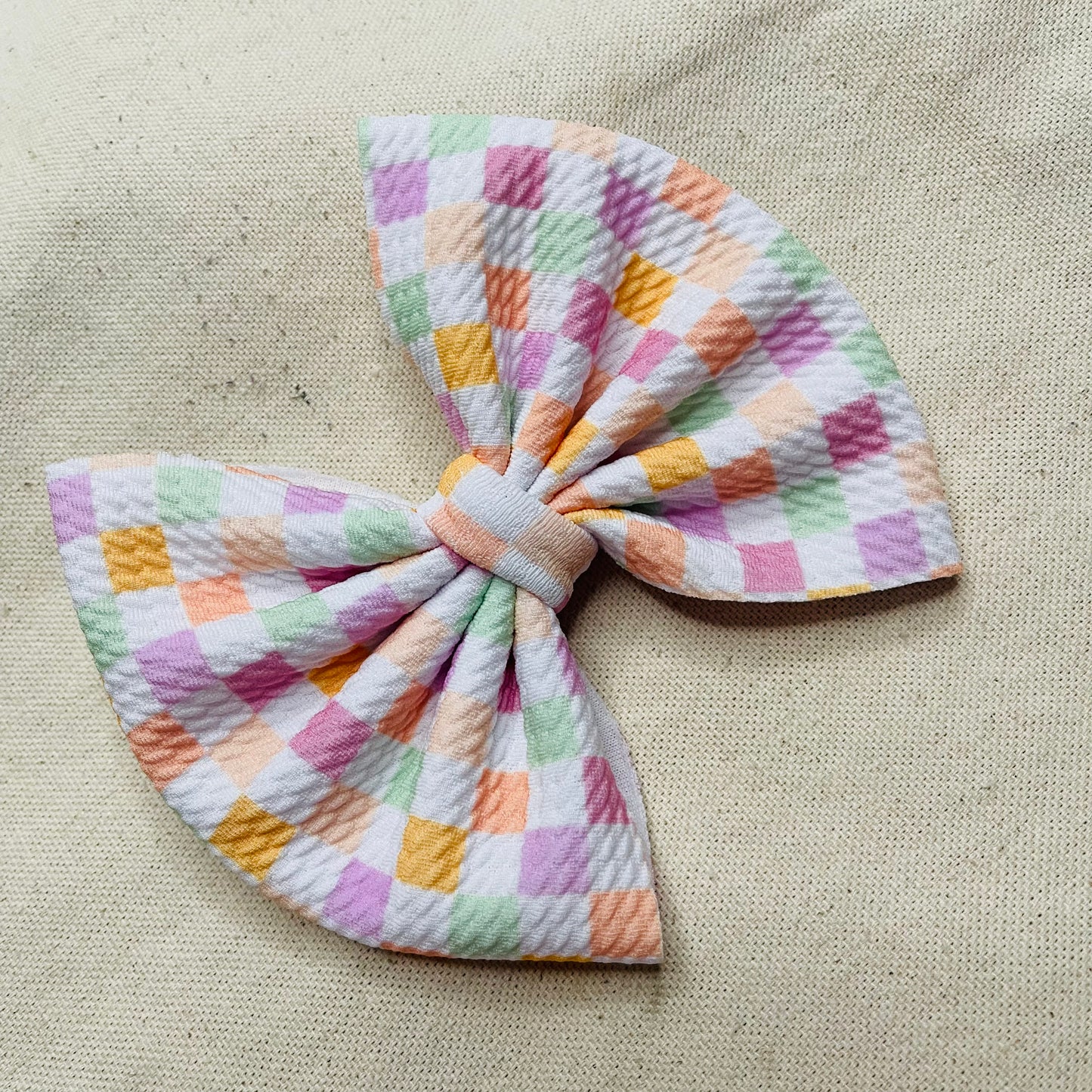 Rainbow Checkered Big Bow